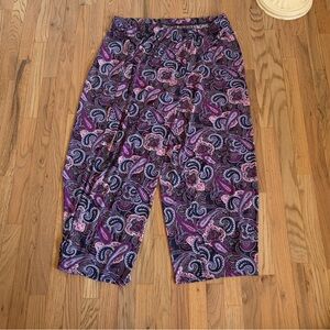 Denim 24/7 Stretch Pants Purple Paisley Elastic Waist Stretch 2X